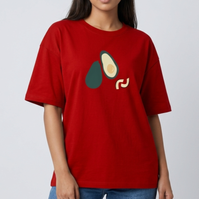 Drop shoulder T-shirt for Women (Red)